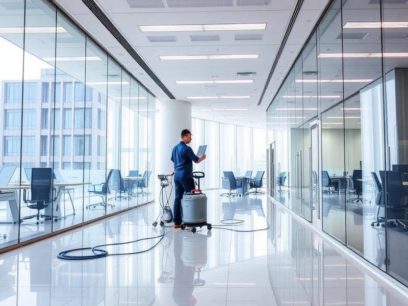 Professional commercial floor cleaning in a modern office